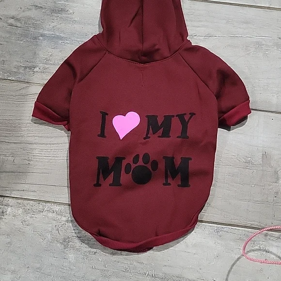 Puppies  love  Burgundy hoodie fits dogs 10 to 20lb - Picture 2 of 4